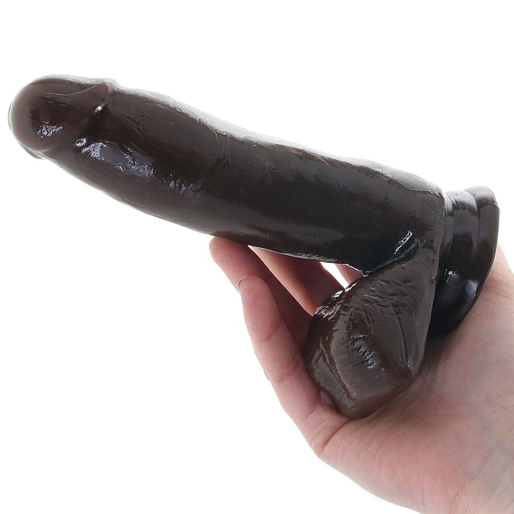 Dr. Skin Glide Self-Lubricating Dildo With Balls 7 in. Chocolate