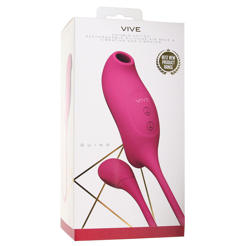 Vive Quino Air Wave & Vibrating Egg Vibrator - Pink