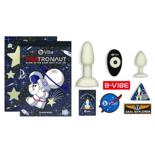 b-Vibe Limited Edition 10-Piece Asstronaut Glow-in-the-Dark Butt Play Set